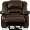 Toreno Genuine Leather Power Recliner - Brown - {Contemporary} style Chair in Brown {Plywood}, {Solid Woods}