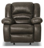 Toreno Genuine Leather Power Recliner - Grey - {Contemporary} style Chair in Grey {Plywood}, {Solid Woods}