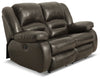 Toreno Genuine Leather Power Reclining Loveseat - Grey - {Contemporary} style Loveseat in Grey {Plywood}, {Solid Woods}