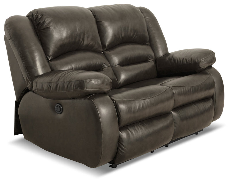Toreno 64\" Genuine Leather Power Reclining Loveseat - Grey
