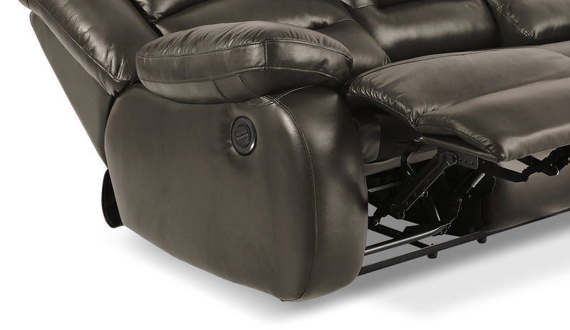 Toreno 64\" Genuine Leather Power Reclining Loveseat - Grey