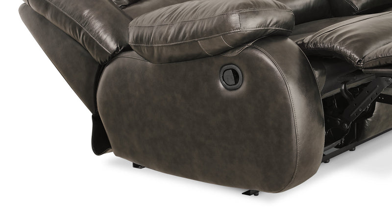 Toreno 86\" Genuine Leather Reclining Sofa - Grey
