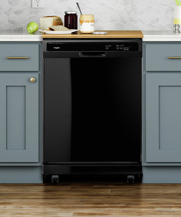 Whirlpool 24\" 64 dBA Portable Front-Control Dishwasher - Black - WDP370PAHB