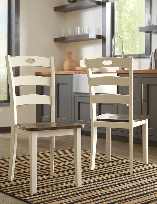 Woodanville Dining Chair, Ladder Back -Two-Tone White & Brown