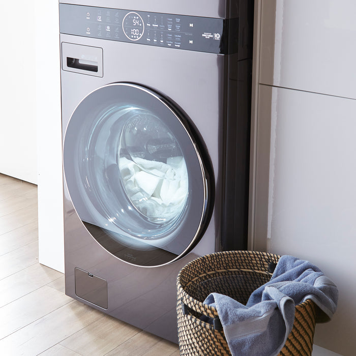 LG 5.2 Washer/7.4 Dryer Cu. Ft. Front-Load High-Efficiency Steam Washtower™ - Black Steel - WKEX200HBA