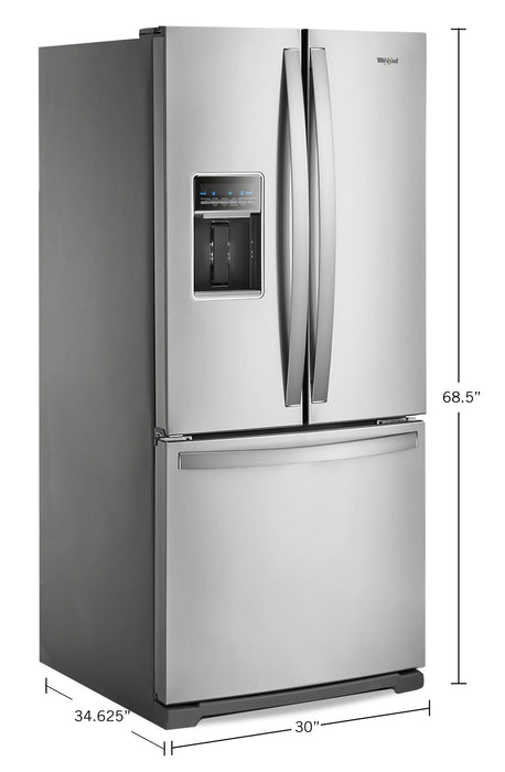Whirlpool 30\" 20 Cu. Ft. French-Door Refrigerator - Fingerprint Resistant Stainless Steel - WRF560SEHZ