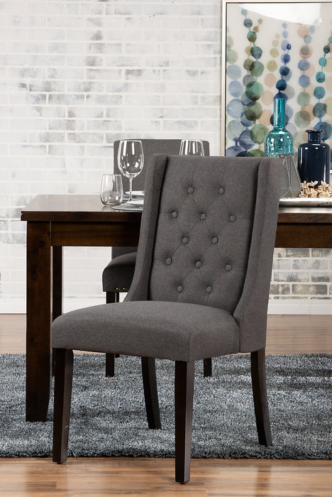 York Dining Chair with Linen-Look Fabric & Nailhead Trim - Grey
