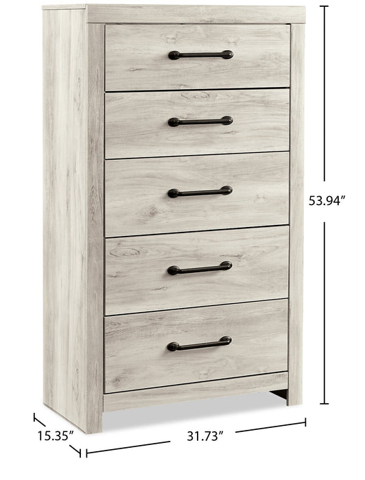 Abby Bedroom Chest of Drawers, 5-Drawer, 31.7\"W x 53.9\"H - White