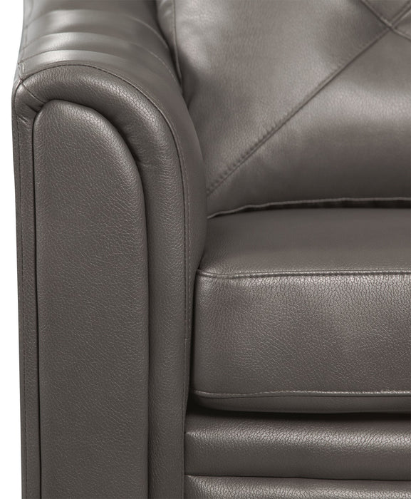 Andi 62\" Leather-Look Fabric Loveseat with Button Tufting - Grey