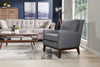 Adel Linen-Look Fabric Accent Chair - Dark Grey 