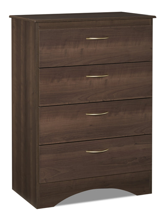 Aida Bedroom Chest of Drawers, 4-Drawer, 28\"W x 37.3\"H, Made in Canada - Brown