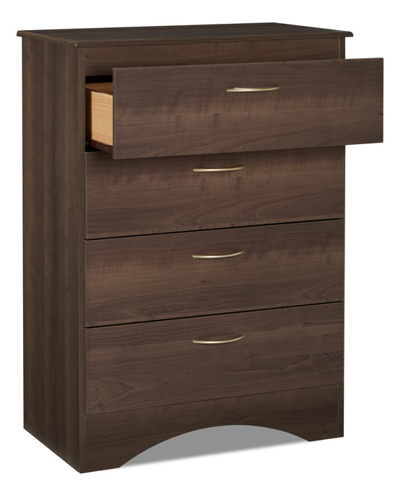 Aida Bedroom Chest of Drawers, 4-Drawer, 28\"W x 37.3\"H, Made in Canada - Brown