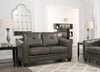 Andi Leather-Look Fabric Loveseat - Grey 