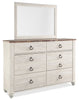 Willowton Mirror - Country style Mirror in White Engineered Wood and Laminate Veneers