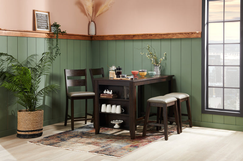 Astoria Counter-Height Stool with Vegan Leather Fabric - Brown & Grey