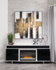Odesos 72" TV Stand with Glass Ember Firebox and Soundbar – White - Modern style TV Stand with Fireplace in White