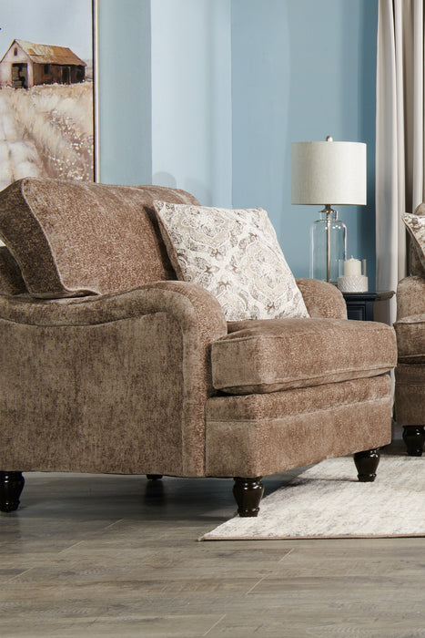 Made in Canada Bellmont 38\" Chenille Fabric Chair with Wood Legs - Toffee Brown