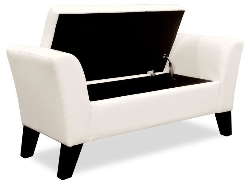 Bonn 44\" Storage Ottoman - White Faux Leather