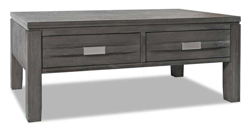 Bronx 48\" Rustic Lift Top Coffee Table with Storage, Shelf and Casters - Grey Wood