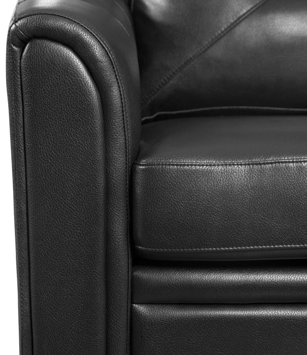 Andi 84\" Leather-Look Fabric Sofa with Button Tufting - Black