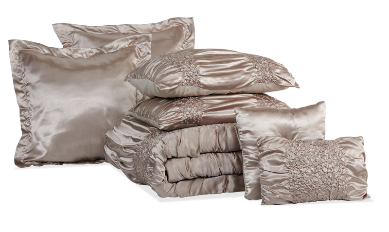 Beatrice 7-Piece King Comforter Set - Taupe