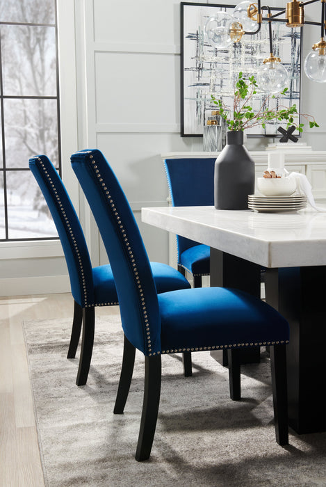 Cami Dining Chair with Velvet Fabric - Blue