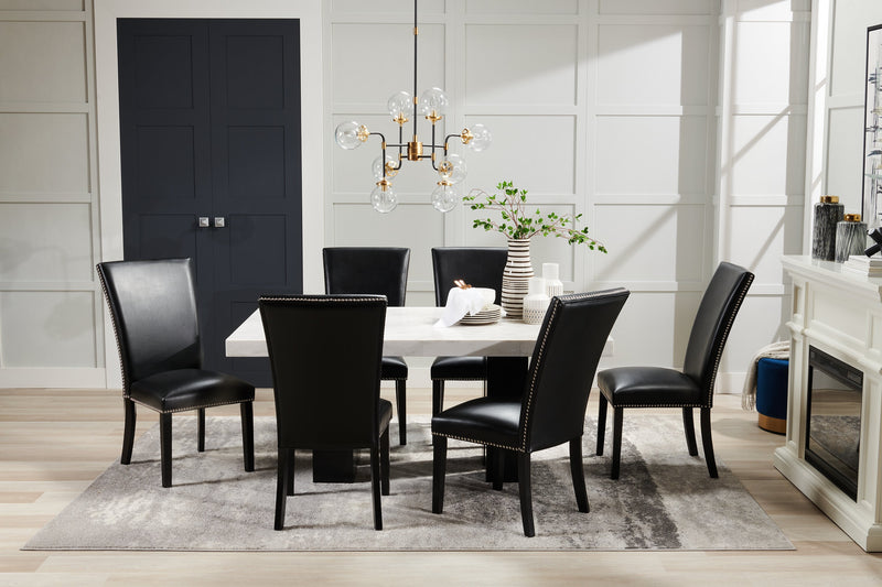 Cami Dining Chair with Vegan-Leather Fabric - Black