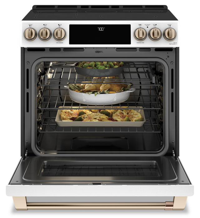 Cafe 5.7 Cu. Ft. Smart Electric Range with True European Convection and Self Clean Racks - Matte White - CCES700P4MW2