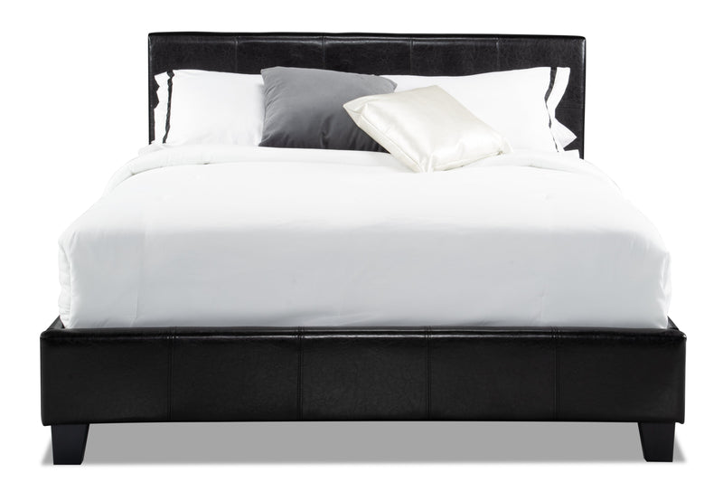 Chase Upholstered Bed in Brown Vegan-Leather Fabric - Full Size