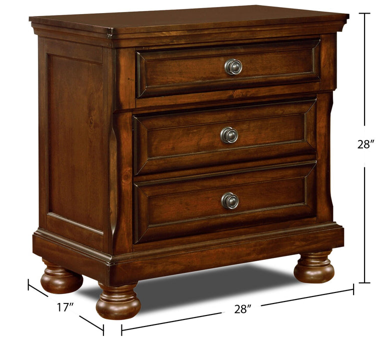 Chelsea Bedside 2-Drawer Nightstand, 28\"W x 28\"H - Cherry Brown