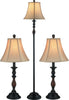 Bronze-Finish 3-Piece Floor and Two Tables Lamps Set with Bell Shade