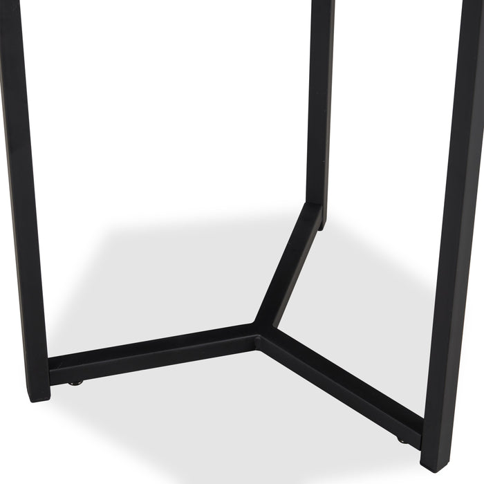 Cleo 15.7\" 3-Pack Chairside Table Package - Brown with Black Metal Legs