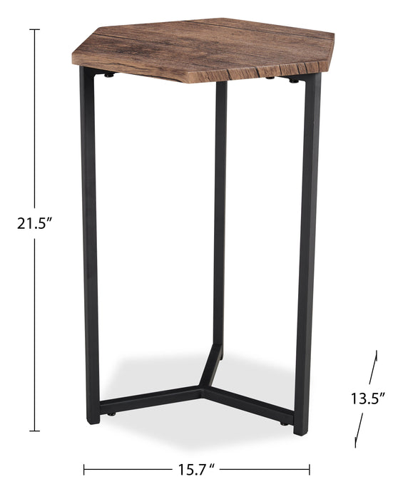 Cleo 15.7\" 3-Pack Chairside Table Package - Brown with Black Metal Legs