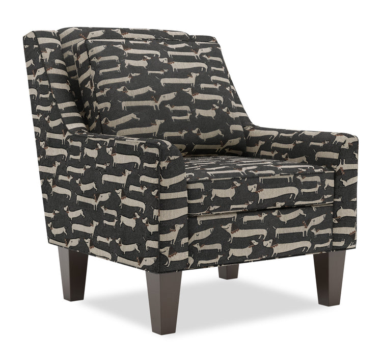 Made in Canada Sofa Lab Customizable Club 29\" Fabric Accent Chair with Wood Legs - Peppercorn Multicolour