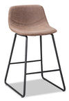 Coty Counter-Height Stool with Vegan Leather Fabric, 24\"H, Metal - Brown