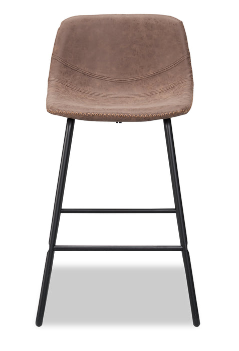 Coty Counter-Height Stool with Vegan Leather Fabric, 24\"H, Metal - Brown