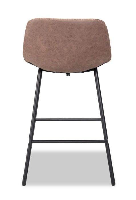 Coty Counter-Height Stool with Vegan Leather Fabric, 24\"H, Metal - Brown