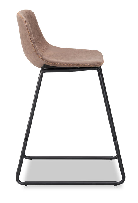 Coty Counter-Height Stool with Vegan Leather Fabric, 24\"H, Metal - Brown