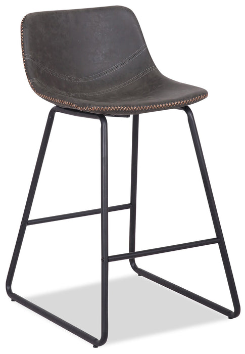 Coty Counter-Height Stool with Vegan Leather Fabric, 24\"H, Metal - Grey