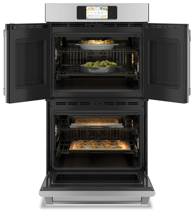 Cafe 30\" 10 Cu. Ft. Electric Double Wall Oven with True European Convection - Stainless - CTD90FP2NS1