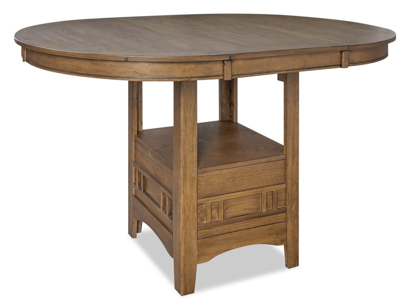 Dena Counter-Height Dining Table with 42-60\"W Extension, Round  - Oak Brown