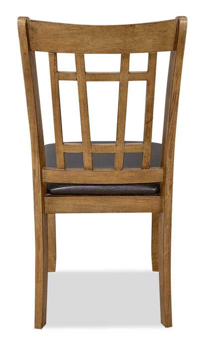 Dena Dining Chair with Vegan-Leather Fabric - Oak Brown