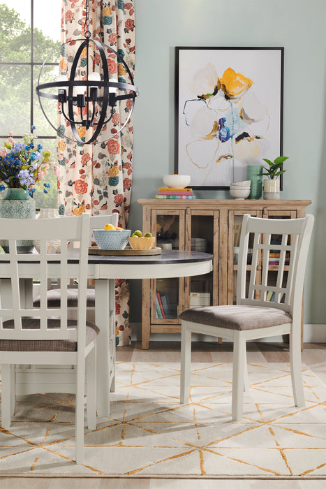Dena 5pc Dining Set with Table & Chairs, 42-60\"W Extension, Round  - Dove Grey