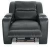 Cato Leather-Look Fabric Power Recliner with Power Headrest – Black - Contemporary style Chair in Black