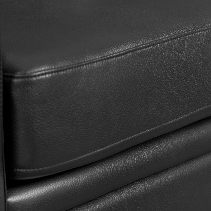 Andi 84\" Leather-Look Fabric Sofa with Button Tufting - Black