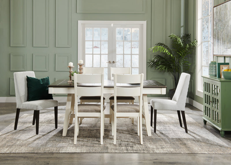 Echo Dining Chair with Linen-Look Fabric, Wood, Ladder-Back - White