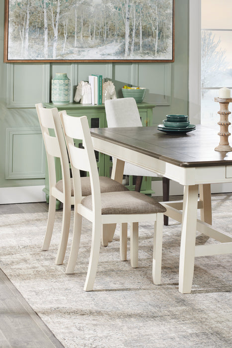 Echo 7pc Dining Table Set with Table & 6 Chairs, Storage Drawers, Trestle Base, 70\"W - White/Grey