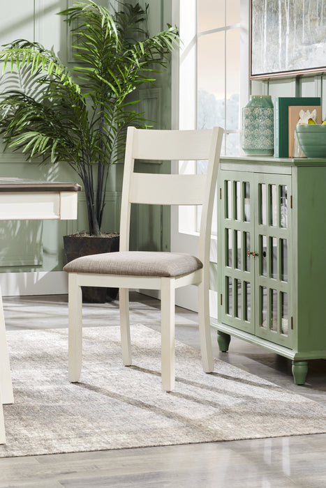 Echo Dining Chair with Linen-Look Fabric, Wood, Ladder-Back - White
