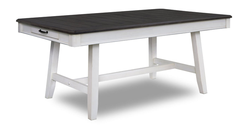 Echo 5pc Dining Table Set with Table & 4 Chairs, Storage Drawers, Trestle Base, 70\"W - White/Grey