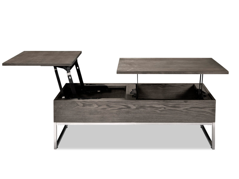 Echo 47.25\" Modern Lift Top Coffee Table with Storage - Brown with Silver Metal Legs